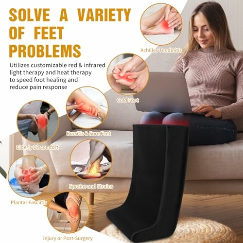 Foot therapy solutions for various foot problems using light and heat therapy.