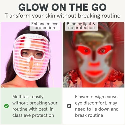 Comparison of two LED face masks with different features.