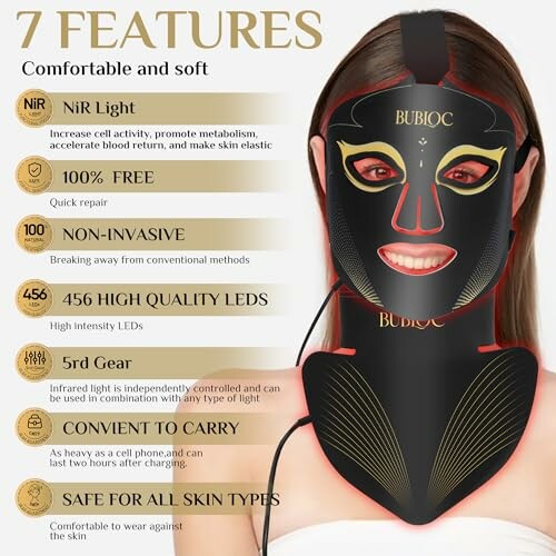 Therapeutic LED face mask with 7 features and benefits