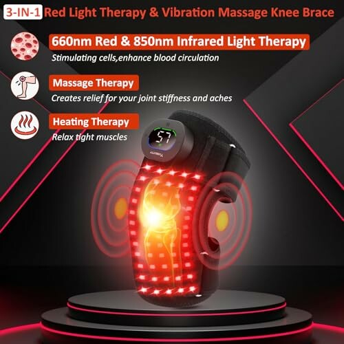 3-in-1 red light therapy and massage knee brace with heating